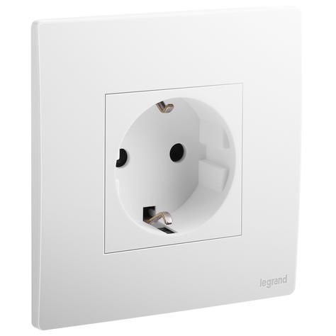 Legrand Mallia Senses 1G German 16A 2P+E socket outlet, Matt White - 281126MW