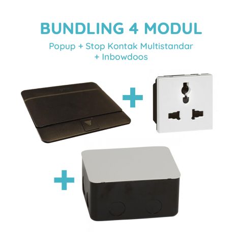 Legrand Bundling Popup Noir 4 Modul + Stop Kontak Multistandar dengan CP