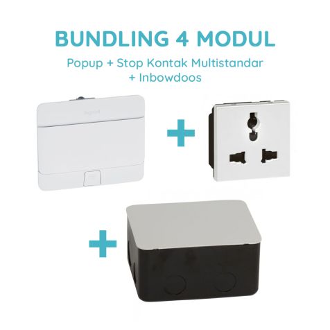 Legrand Bundling Popup Blanc 4 Modul + Stop Kontak Multistandar dengan CP