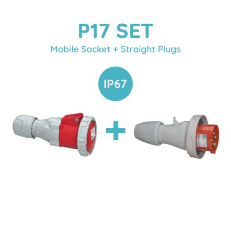 Legrand P17 SET 32A 3P+E 380/415V Ip67 Mobile Socket + Straight Plugs - 555418+555438