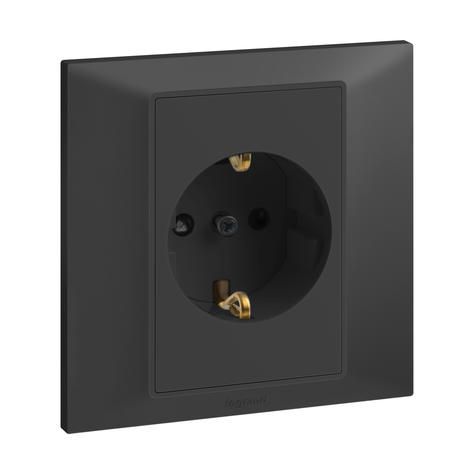 Legrand Belanko S 1G German standard 16A socket outlet with shutter - Anthracyte - 617756