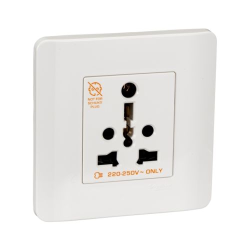 Schneider ZENcelo 16A 1 Gang INTERNATIONAL SOCKET WITH SHUTTER - E84426/16IS WE