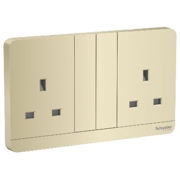 Schneider AvatarOn, Switch socket, 2G, 3P, 13A, 250V, Wine Gold - E83T25_WG