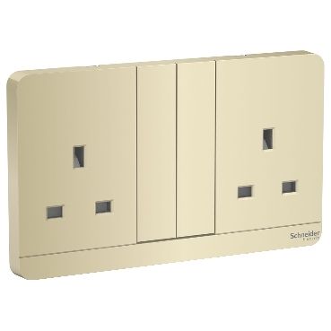 Schneider AvatarOn, Switch socket, 2G, 3P, 13A, 250V, LED, Wine Gold - E83T25N_WG