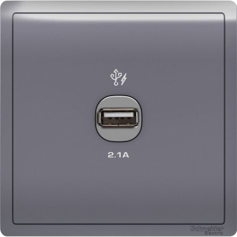 Schneider Pieno, USB Socket, 2.1A, Lavendar Silver - E8231USB_LS