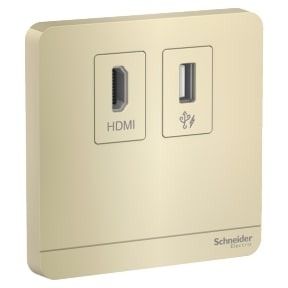 Schneider AvatarOn, data socket, HDMI + USB, Wine Gold - E8332HDUSB_WG