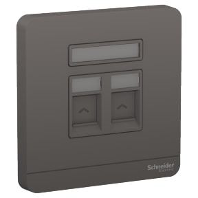 Schneider AvatarOn, telephone + data socket, RJ45 Cat5E, shuttered, Dark Grey - E8332TDRJS5_DG