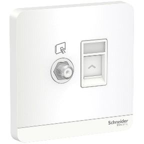 Schneider AvatarOn, TV/FM/SAT +DATA socket, RJ45, cat5e, White - E8332TVFRJS5_WE