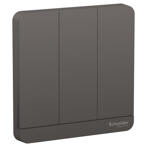 Schneider AvatarOn, Cover Plate for Switch, 3 rocker, Dark Grey - E8333_DG