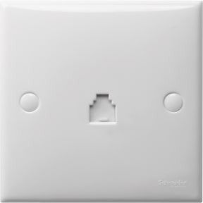 Schneider S-Classic,Telephone Socket, 1G, 4 Wire, White - ET01_4_WE