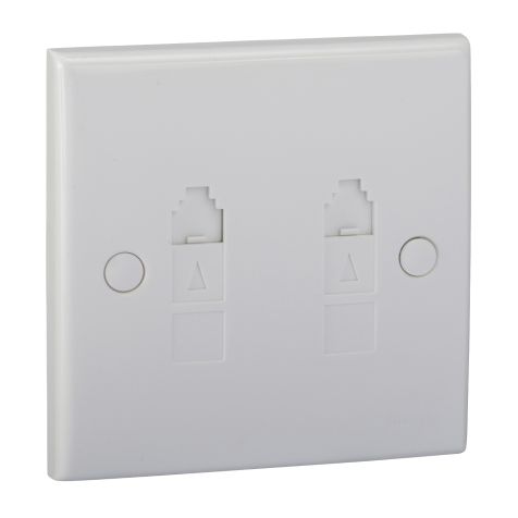 Schneider S-Classic, Telephone Socket, 2G, 4 wire, White - ET02_4_WE