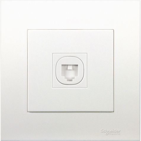 Schneider Vivace, Telephone Socket with Shutter, 1G, White - KB31TS