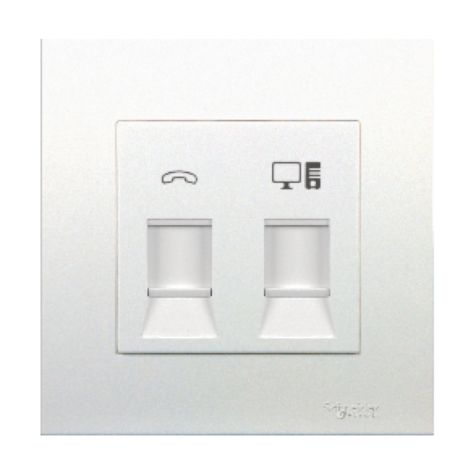 Schneider Vivace, Telephone Socket, Data Socket, cat 5e, 1G with Shutter, White - KB32TS_RJ5E