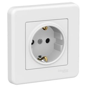 Schneider Leona, Socket Outlet, 1G, 16A, Schuko with side earth, White - LNA2900121