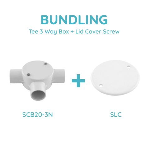 Legrand Bundling Tee 3 Way Box 20Mm + Lid Cover Screw Type 20Mm & 25Mm - SCB20-3N+SLC