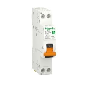 Schneider Domae RCBO, 1P + N, 10 A, C Curve, 30 mA, type AC, 6000 A - DOMD01610