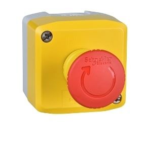 Schneider yellow station - 1 red mushroom head pushbutton40 turn to release 1NC - XALK178