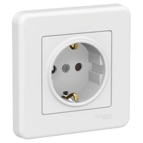 Schneider Leona, Socket Outlet, 1G, 16A, Schuko without Child Protection, White - LNA2900221