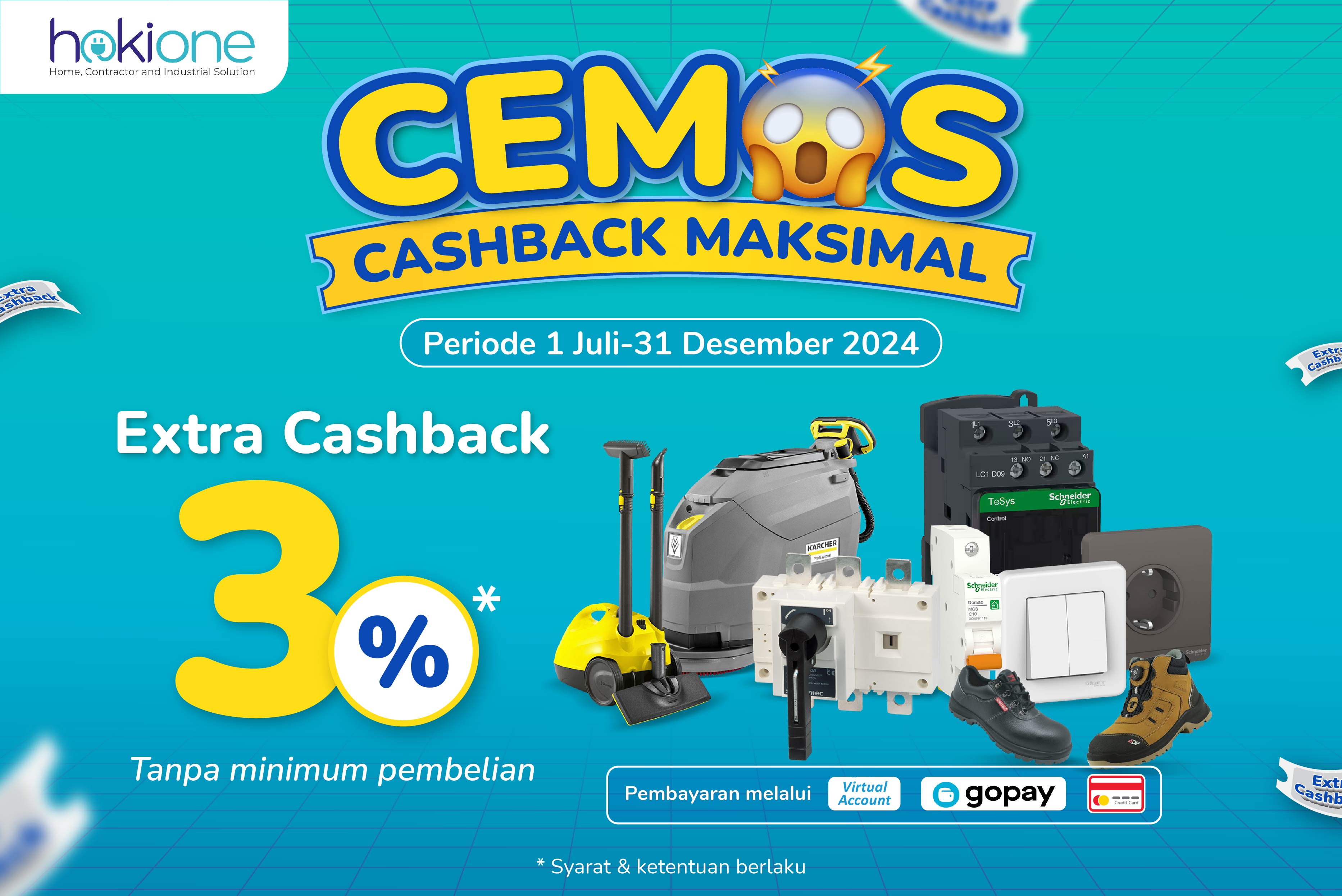 Dapatkan Extra Cashback 3% di Hokione.id